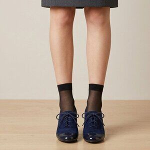 Giani Bernini Navy Blue Suede & Patent Wingtip Oxford Heels - Memory Foam Size 7